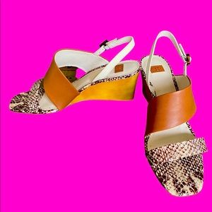 Louis et Cie Brown Quartz’s Snake Print Wedge Sandals NWT size 11